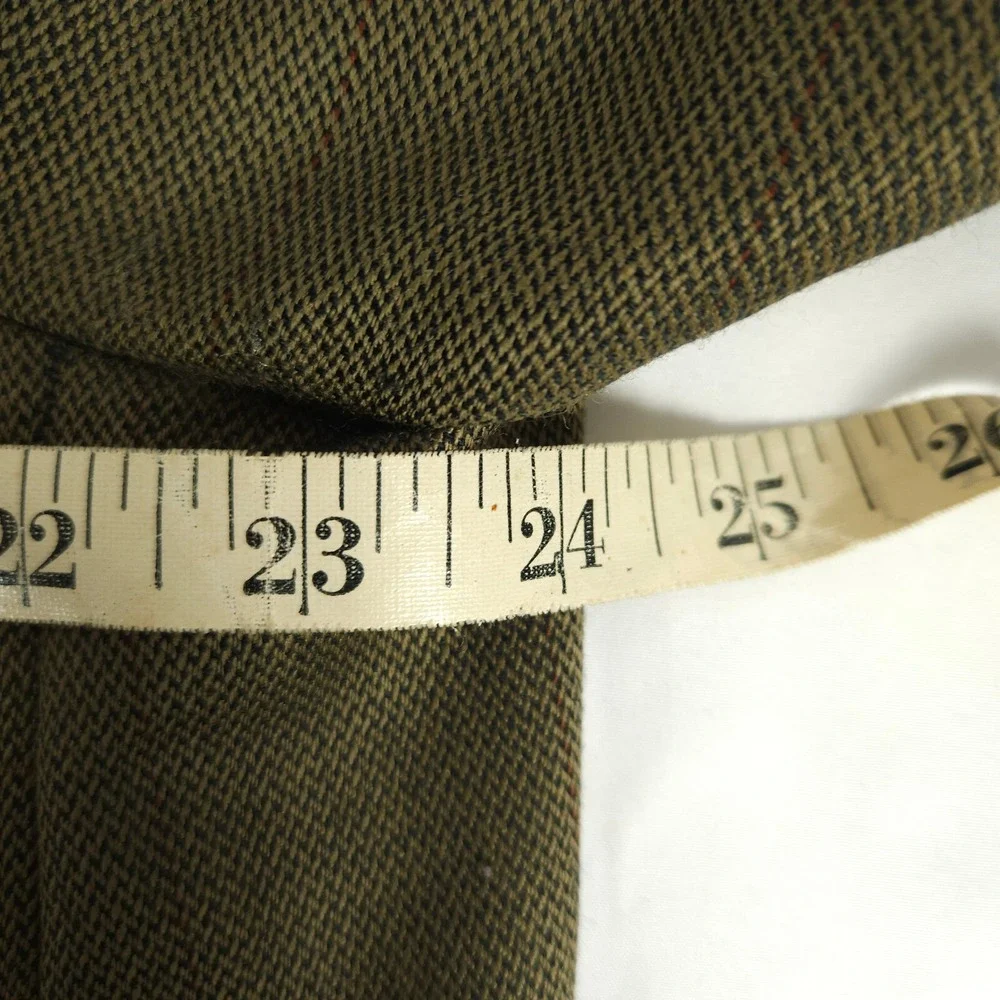 Chaps Ralph Lauren Men's Khaki Windowpane Wool Sport Coat‎ 46R Vintage